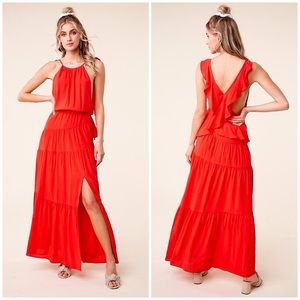 Tulum Ruffled Cross Back Maxi
